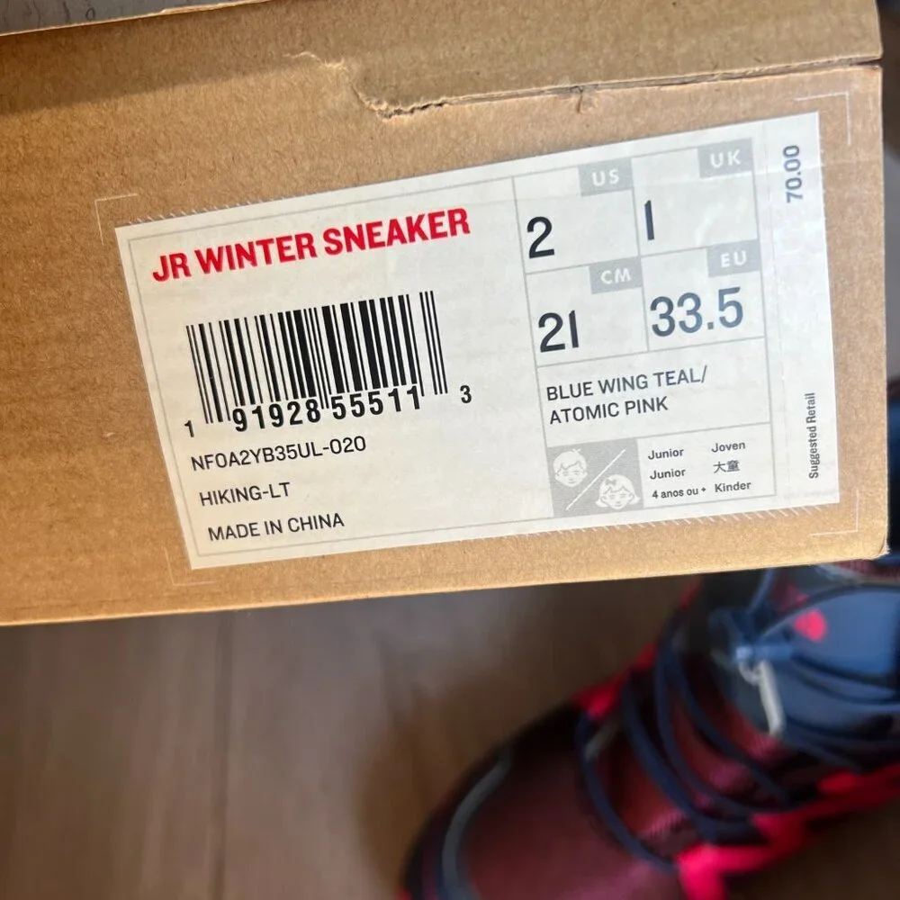 The‎ North Face Junior Winter Sneaker Boots - Blue Wing Teal & Atomic Pink 2